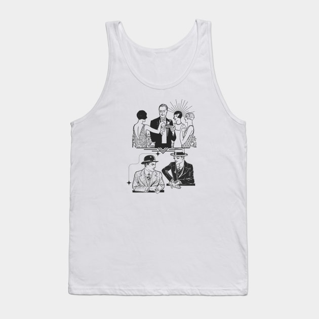 Art Deco Flirty Couples - Vintage Aesthetic Tank Top by TopKnotDesign